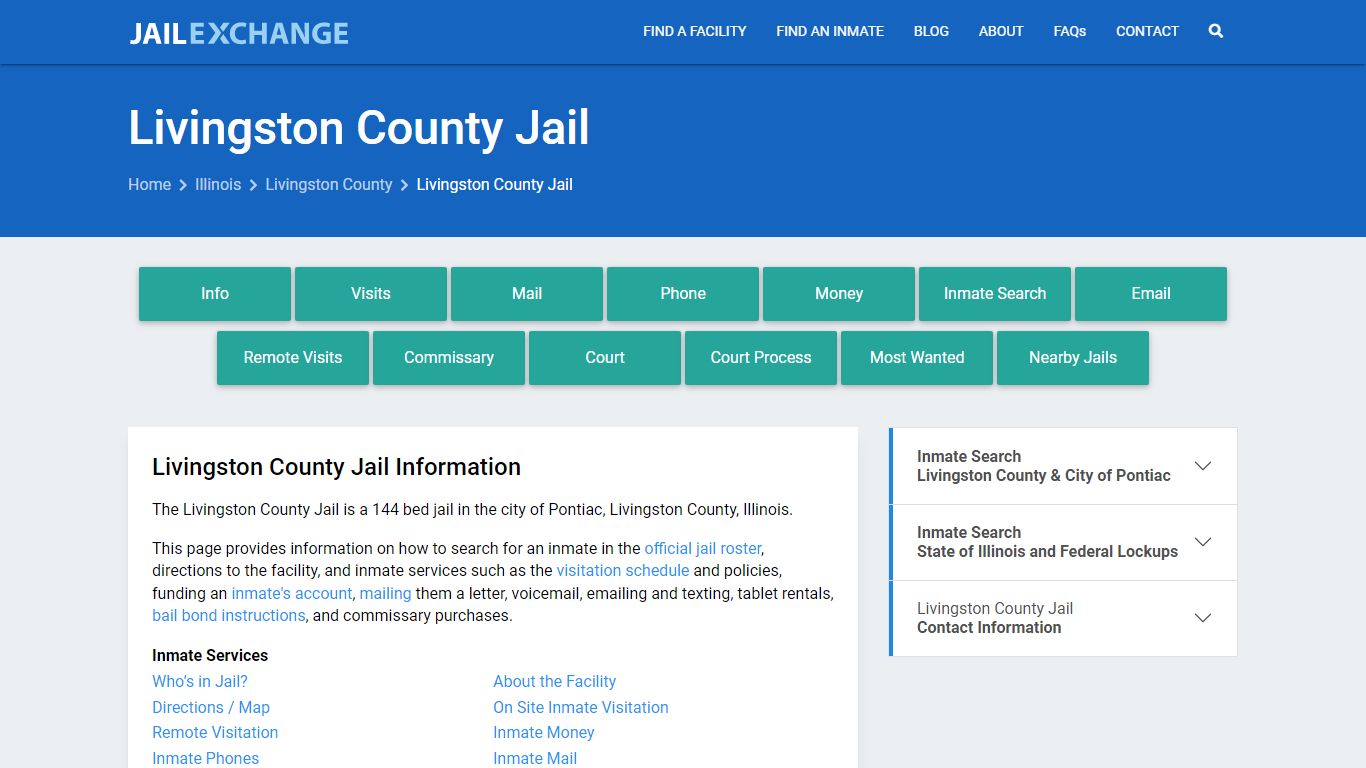 Livingston County Jail, IL Inmate Search, Information